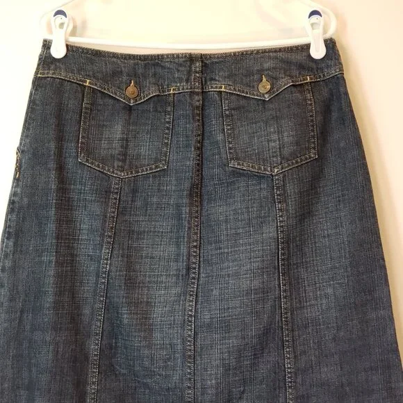 Liz Claiborne Denim Midi Skirt 4 Pocket Cotton Blue Size 10 - Picture 5 of 13